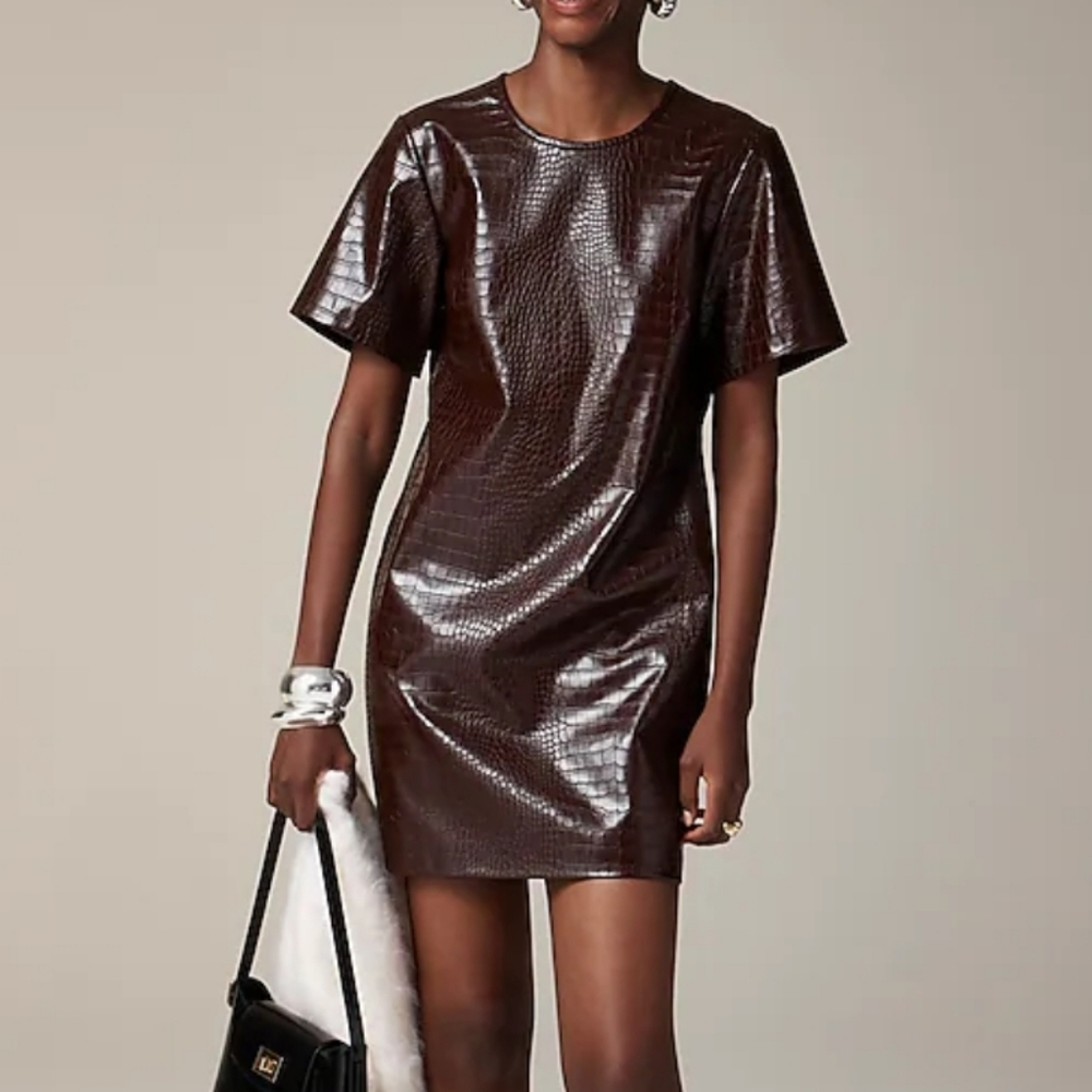 NWT J. Crew Collection croc-embossed mini dress